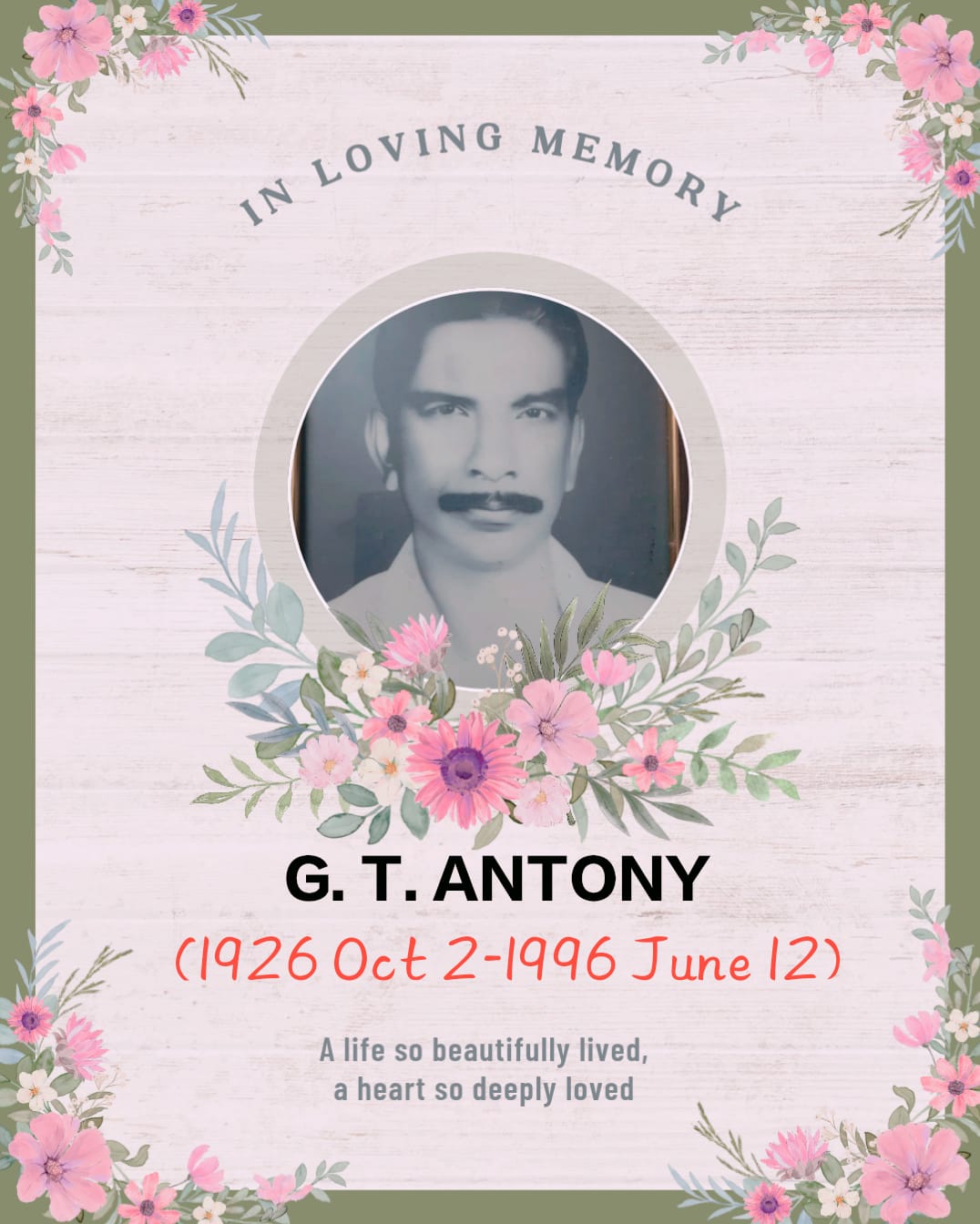 G.T. ആന്റണിയുടെ 29th ചരമവാർഷിക അനുസ്മരണവും
